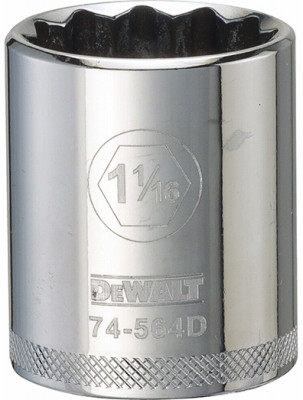 SAE Socket, Shallow, 12-Point, 1-1/16 In., 1/2 In. Drive