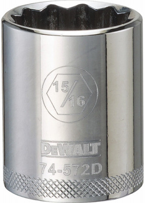 SAE Socket, Shallow, 12-Point, 15/16 In., 1/2 In. Drive