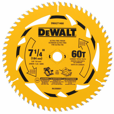 Circular Saw Blade, 60 Tooth, 5/8 In. Arbor, 7-1/4 In.