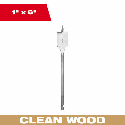 Wood Spade Drill Bit, 1 x 6 In.