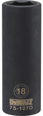 Metric Deep Impact Socket, 6-Point, Black Oxide, 1/2 In. Drive, 18mm