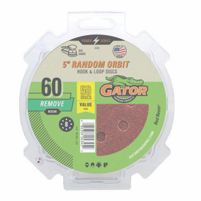 60-Grit Hook & Loop Sanding Disc, 5 In.