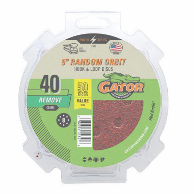 40-Grit Hook & Loop Sanding Disc, 5 In.