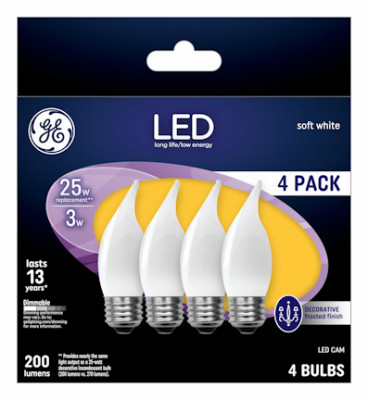 Decorative LED Light Bulbs, Frosted, 2.5 Watt, 200 Lumens, 4-Pk.