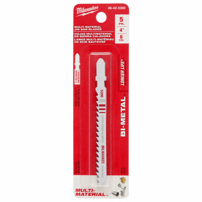 Jig Saw Blades, T Shank, Bi-Metal, 6 TPI, 4 In., 5-Pk.