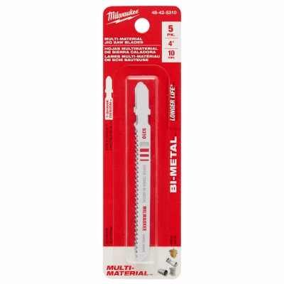Jig Saw Blades, T Shank, Bi-Metal, 10 TPI, 4 In., 5-Pk.