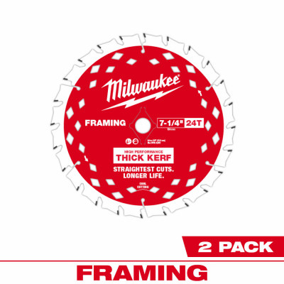 Thick Kerf Framing Circular Saw Blade, 24 Teeth, 7-1/4 In., 2-Pk.