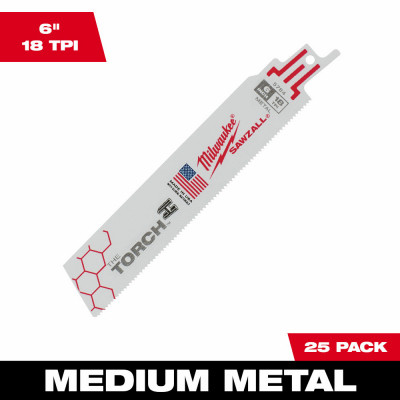 Sawzall The Torch Reciprocating Saw Blades, 18 TPI, 6 In., 25-Pk.