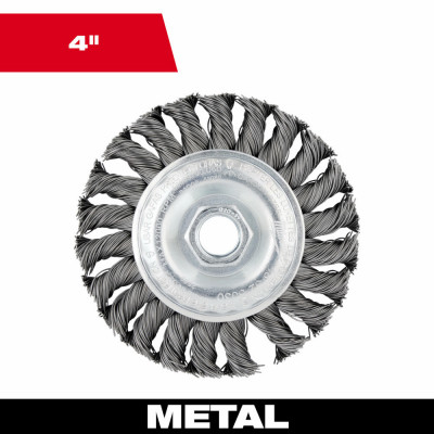 Full Cable Twist Knot Grinder Wheel, Carbon Steel, 4 In.