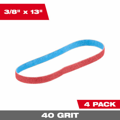 Bandfile Belts, 40 Grit, 3/8 x 13 In., 4-Pk.