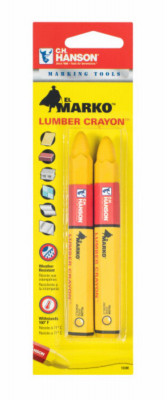 Lumber Crayon Markers, Yellow, 2-Pk.