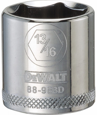 SAE Socket, Shallow, 6-Point, 13/16 In., 3/8 In. Drive