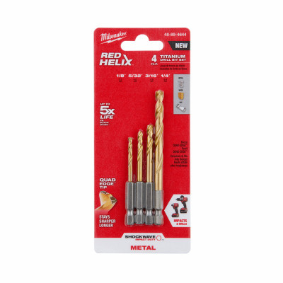 4-Pc. Shockwave Red Helix Impact Drill Bit Set