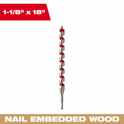 Ship Auger Drill Bit, 1-1/8 x 18 In.