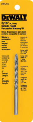 Percussion Drill Bit, 3/16 x 3 In.