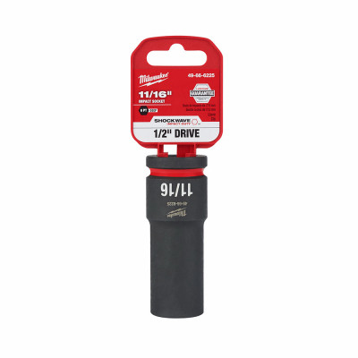 Shockwave SAE Deep-Well 6-Point Impact Socket, 1/2 In. Drive, 11/16 In.