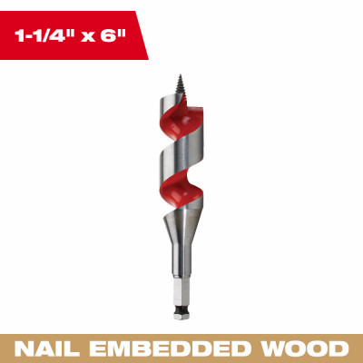 Ship Auger Drill Bit, 1-1/4 x 6 In.