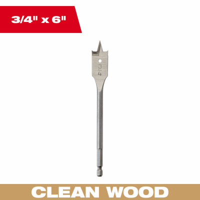 Wood Spade Drill Bit, 3/4 x 6 In.