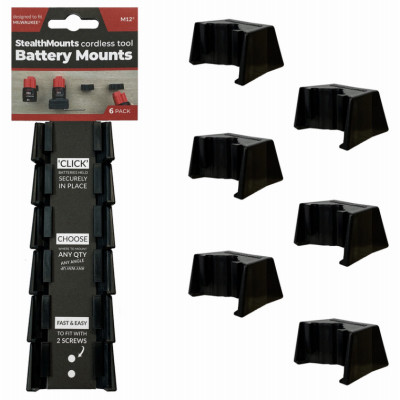 Battery Mounts Compatible with Milwaukee M12 Batteries, 6-Pk.