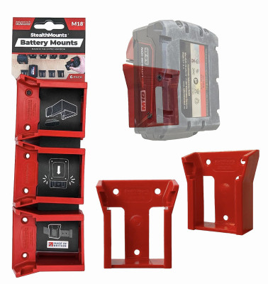 Battery Mounts Compatible with Milwaukee M18 Batteries, 6-Pk.