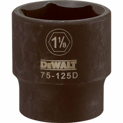 SAE Impact Socket, 6-Point, Black Oxide, 1/2 In. Drive, 1-1/8 In.