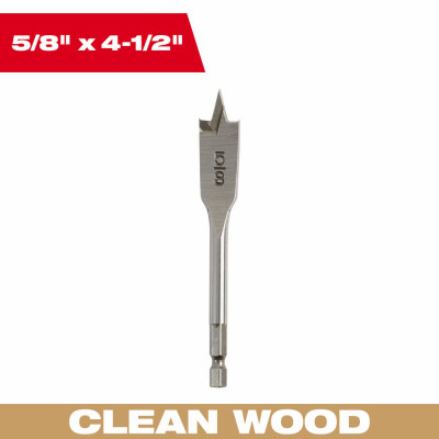 Flat Boring Spade Drill Bit, 5/8 x 4-1/2 In.