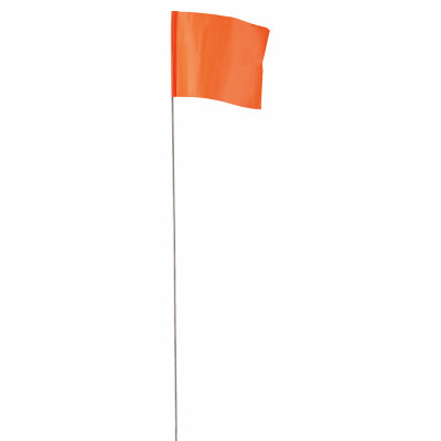 2.5 x 3.5 In. Glo Orange Marking Flags, 21 In. Wire Stakes, 100-Pk.