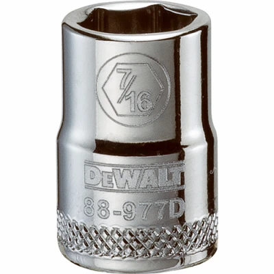SAE Socket, Shallow, 6-Point, 7/16 In., 3/8 In. Drive