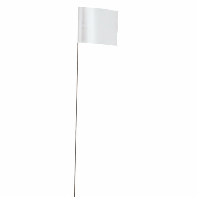 2.5 x 3.5 In. White Marking Flags, 21 In. Wire Stakes, 100-Pk.