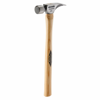 14 oz. Titanium Hammer, Milled Face, 18 In. Straight Hickory Handle