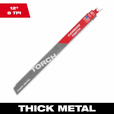 Sawzall The Torch Reciprocating Saw Blade, Carbide Teeth, 7 TPI, 12 In.