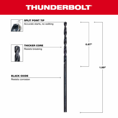 Thunderbolt Black Oxide Drill Bit, 1/16 In., 2-Pk.