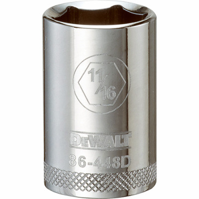 SAE Socket, Shallow, 6-Point, 11/16 In., 1/2 In. Drive