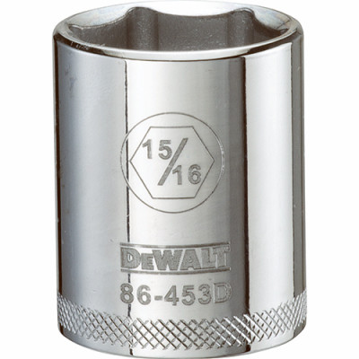 SAE Socket, Shallow, 6-Point, 15/16 In., 1/2 In. Drive