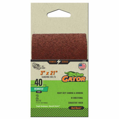 40-Grit Bi-Directional Sanding Belts, 3 x 21 In., 2-Pk.