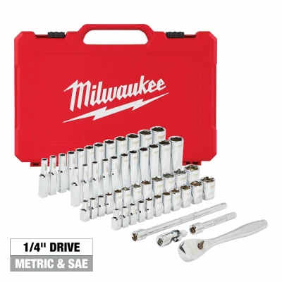50-Pc. SAE & Metric 6-Point Ratchet & Socket Set, 1/4 In. Drive