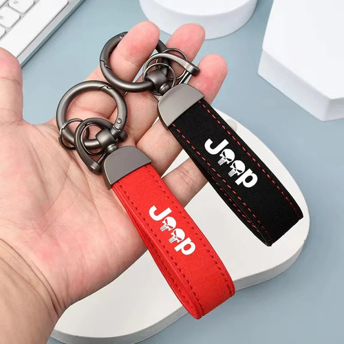 Car keychain Style Car Metal Suede Leather Keychain Metal 3D relief Logo For Jeep Renegade Commander Wrangler Liberty Cherokee
