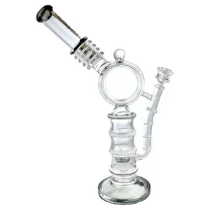 15" DONUT DOUBLE HONEYCOMB & UPSIDE DOWN TREE PERC WATER PIPE BY LOOKAH GLASS [LO027]