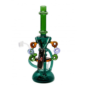 11" TRIPLE ANNULUS SHOWERHEAD PERC RECYCLER WATER PIPE BY CHILL GLASS [JLD-157]