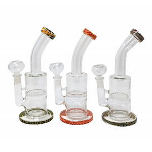 8.5" HONEYCOMB PERC ASSORTED COLOR TWISTED RIM ART WATER PIPE [SAJ03]