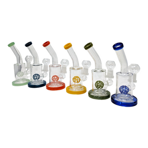6" MINI ASSORTED BALL PERC CYLINDER WATER PIPE RIG WITH OIL DOME - [XWPS75G]