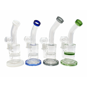 6" COLOR TRIM HONEYCOMB PERC WATER PIPE WITH OIL DOME - [MIP602(O)]