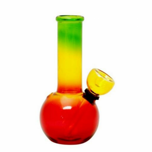 5'' MINI RASTA BUBBLE BOTTOM GLASS ON RUBBER WATER PIPE - [XWP5RA]
