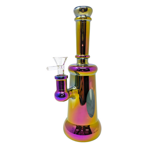 10" ELECTRO PLATED SHOWERHEAD PERC WINDOW STRAIGHT WATER PIPE RIG (PURPLE) - [GW-003]