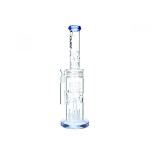 17.7" MULTI PERC & ICE PINCH WATER PIPE BY CLOVER GLASS