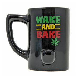 HIGH POINT CERAMIC RASTA WAKE & BAKE MUG HAND PIPE - [PM050]