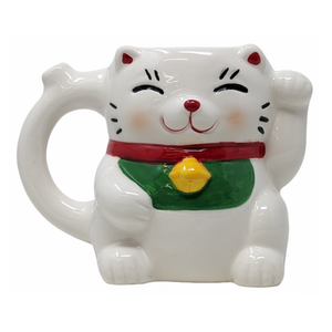HIGH POINT CERAMIC LUCKY CAT MUG HAND PIPE - [MYX16-20]
