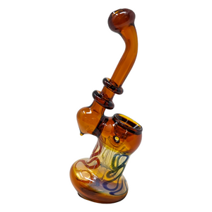 5.5" DOUBLE RIM CURVY SWIRL BUBBLER HAND PIPE - [RJA17]
