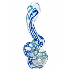 4" ASSORTED MINI SPIRAL LINE CLEAR BODY BUBBLER HAND PIPE - [RKGS55]