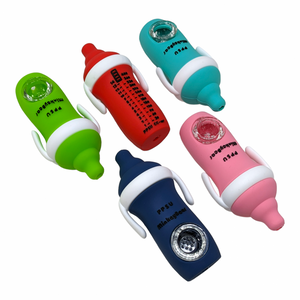 4.5" ASSORTED COLOR MILK BOTTLE DESIGN SILICONE HAND PIPE - [WSG320]